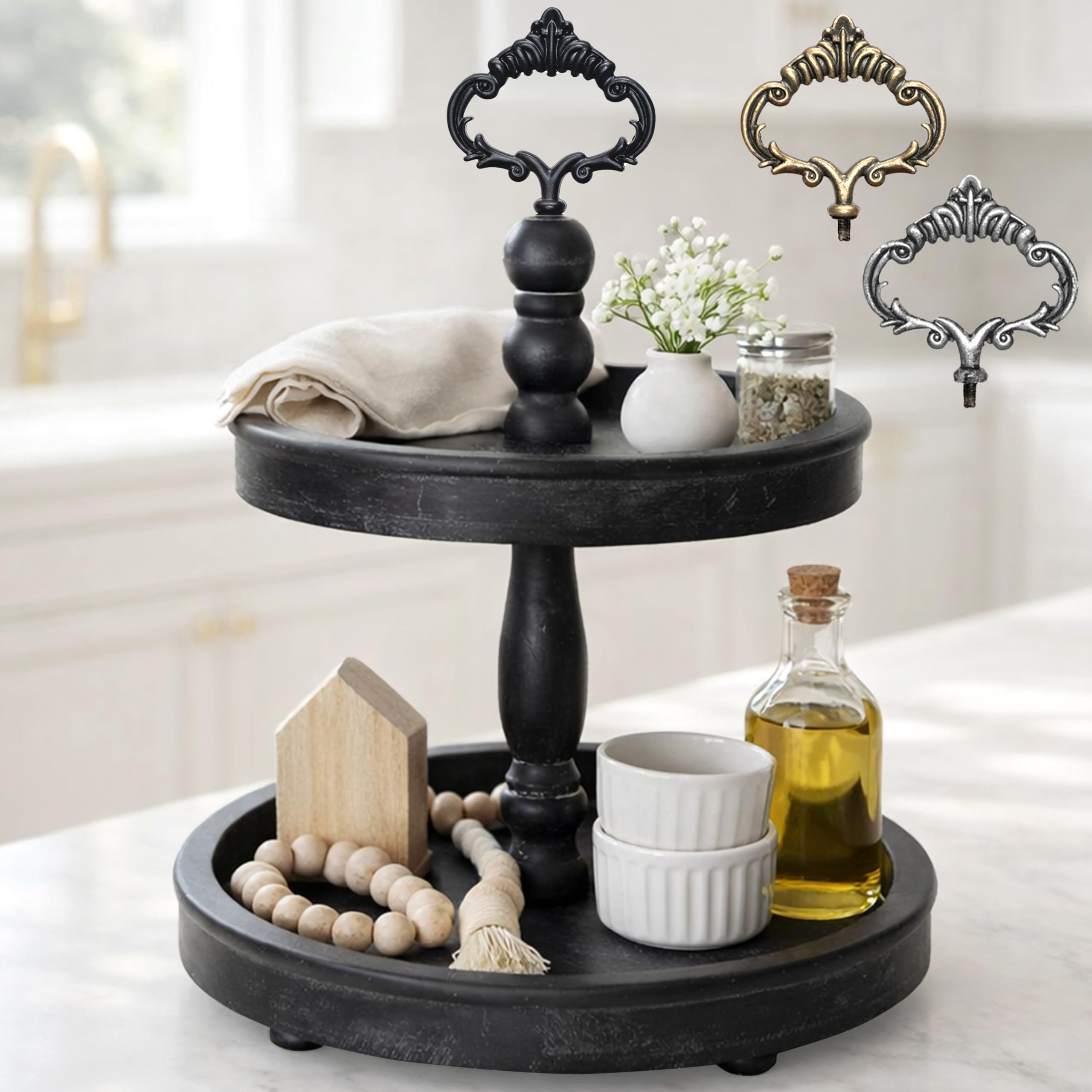 Amazon.com: 2 Tiered Tray Stand [Includes 3 Changeable Handles